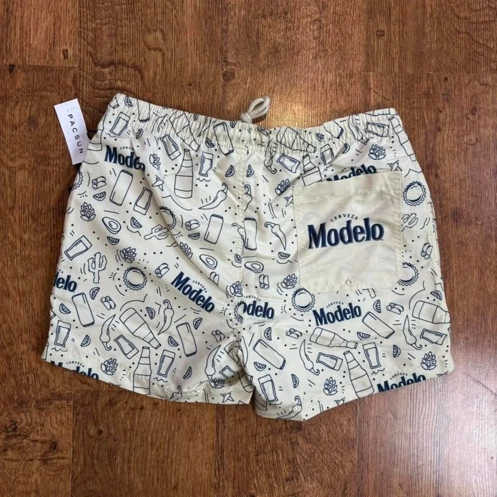 pacsun‎ x modelo cream yellow swim trunks, new with tags, minor imperfections
